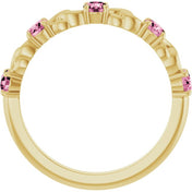 14K Yellow Natural Pink Tourmaline Stackable Ring