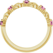 14K Yellow Natural Pink Tourmaline Stackable Ring