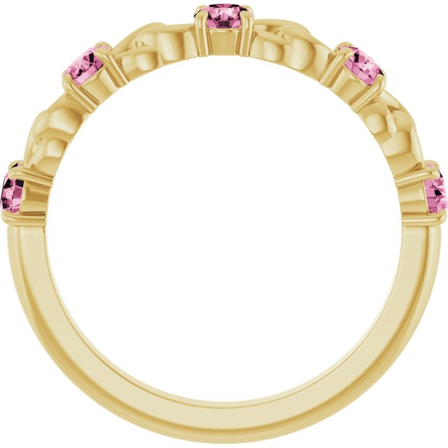 14K Yellow Natural Pink Tourmaline Stackable Ring