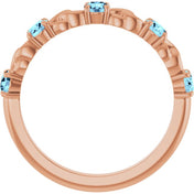 14K Rose Natural Aquamarine Stackable Ring