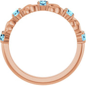 14K Rose Natural Aquamarine Stackable Ring