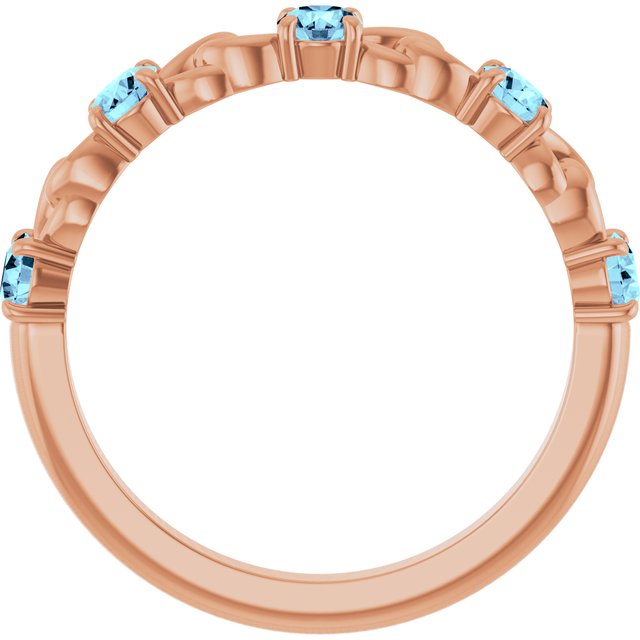14K Rose Natural Aquamarine Stackable Ring