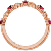 14K Rose Lab-Grown Ruby Stackable Ring