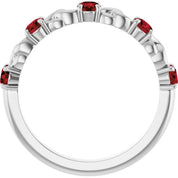 Sterling Silver Natural Mozambique Garnet Stackable Ring