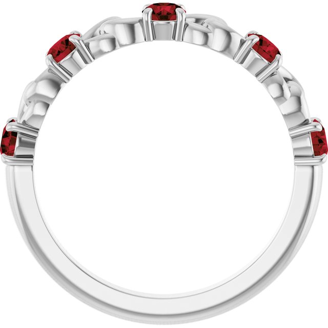 Sterling Silver Natural Mozambique Garnet Stackable Ring