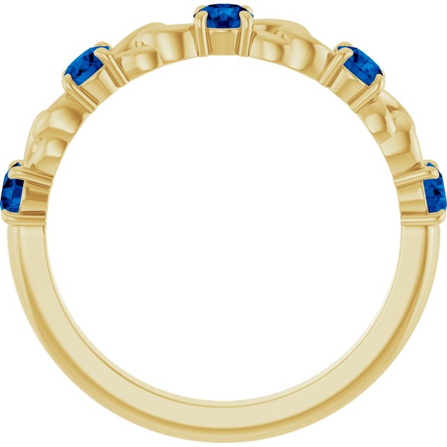 14K Yellow Lab-Grown Blue Sapphire Stackable Ring