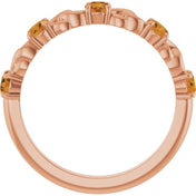 14K Rose Natural Citrine Stackable Ring