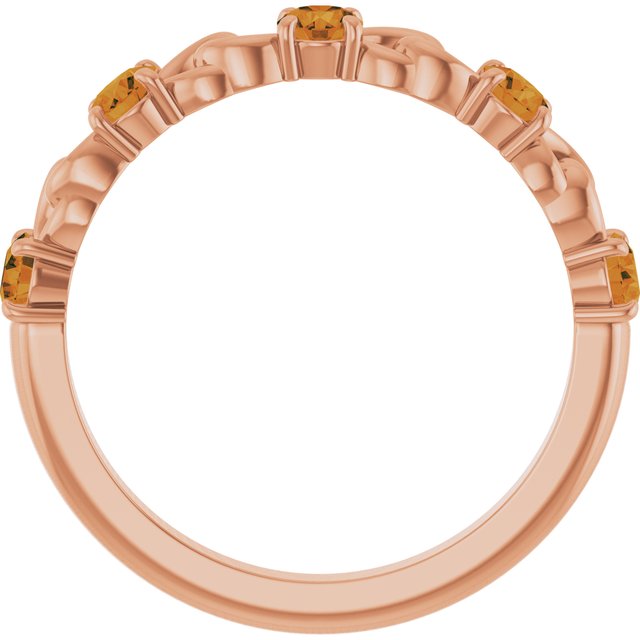 14K Rose Natural Citrine Stackable Ring