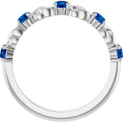 14K White Natural Blue Sapphire Stackable Ring