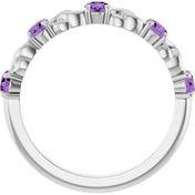 14K White Natural Amethyst Stackable Ring