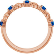 14K Rose Lab-Grown Blue Sapphire Stackable Ring