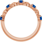 14K Rose Lab-Grown Blue Sapphire Stackable Ring