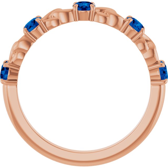 14K Rose Lab-Grown Blue Sapphire Stackable Ring