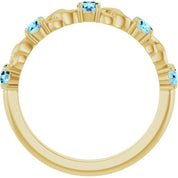 14K Yellow Natural Aquamarine Stackable Ring