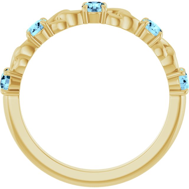 14K Yellow Natural Aquamarine Stackable Ring