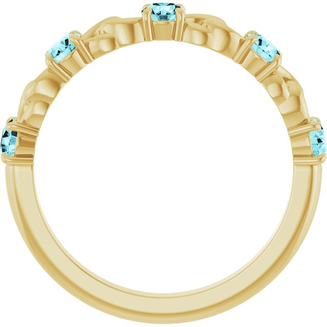 14K Yellow Natural Blue Zircon Stackable Ring