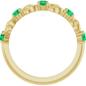 14K Yellow Natural Emerald Stackable Ring