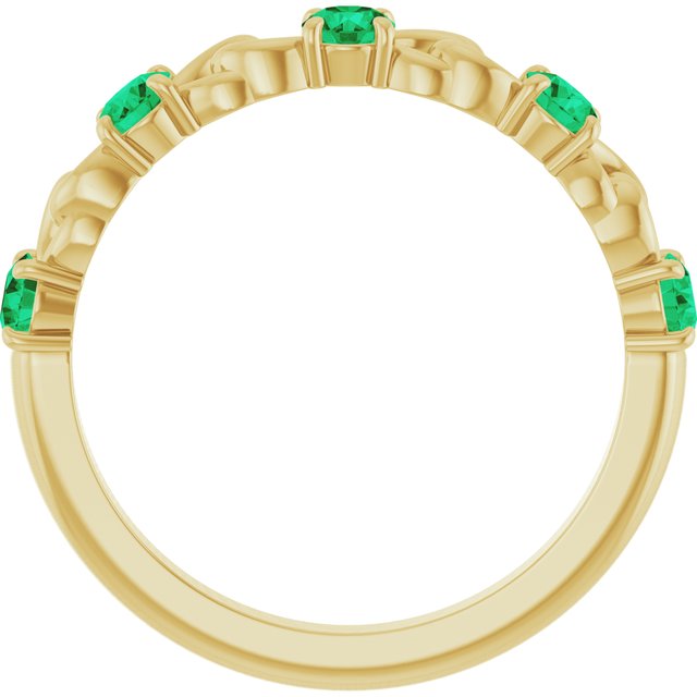 14K Yellow Natural Emerald Stackable Ring