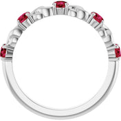Platinum Natural Ruby Stackable Ring