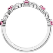 Sterling Silver Natural Pink Tourmaline Stackable Ring