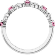 Sterling Silver Natural Pink Tourmaline Stackable Ring