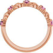 14K Rose Natural Pink Tourmaline Stackable Ring