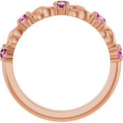14K Rose Natural Pink Tourmaline Stackable Ring