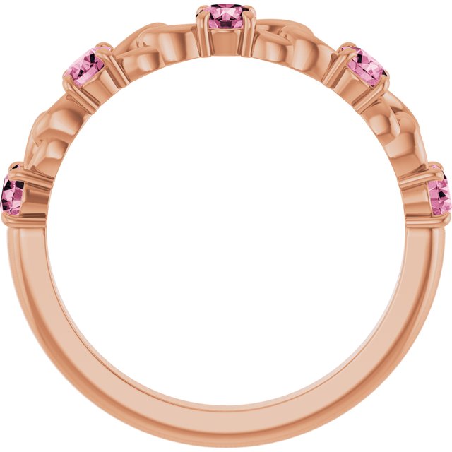 14K Rose Natural Pink Tourmaline Stackable Ring
