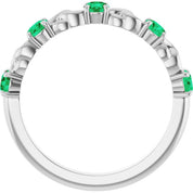Sterling Silver Lab-Grown Emerald Stackable Ring