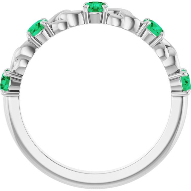Sterling Silver Lab-Grown Emerald Stackable Ring