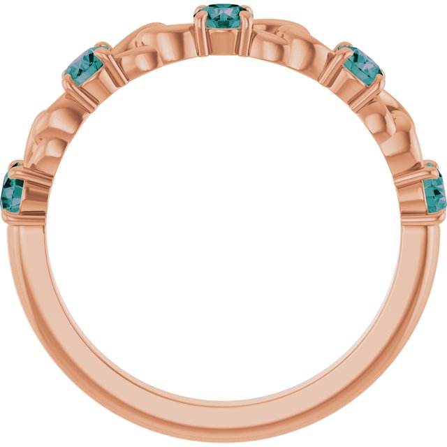 14K Rose Lab-Grown Alexandrite Stackable Ring