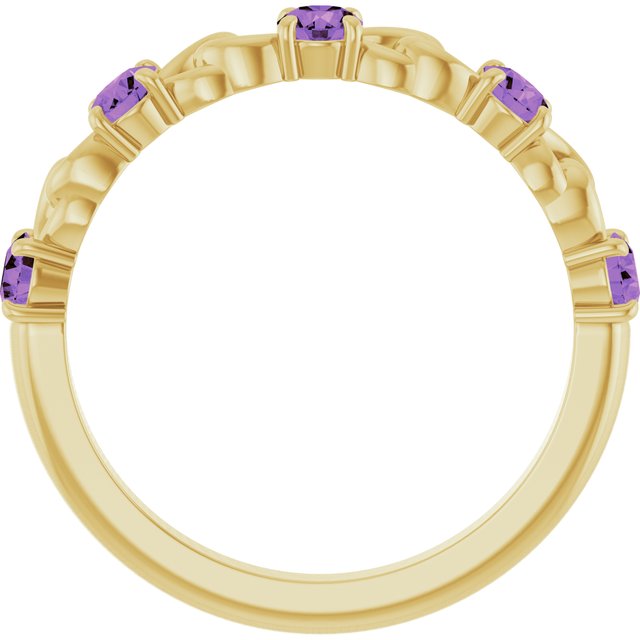 14K Yellow Natural Amethyst Stackable Ring