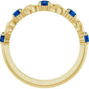 14K Yellow Natural Blue Sapphire Stackable Ring