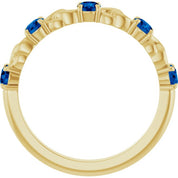 14K Yellow Natural Blue Sapphire Stackable Ring
