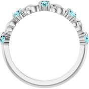 Platinum Natural Blue Zircon Stackable Ring