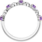 Sterling Silver Natural Amethyst Stackable Ring