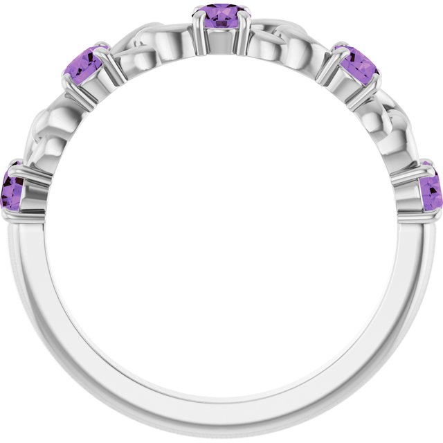 Sterling Silver Natural Amethyst Stackable Ring