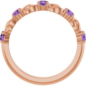 14K Rose  Natural Amethyst Stackable Ring
