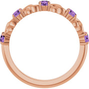14K Rose  Natural Amethyst Stackable Ring