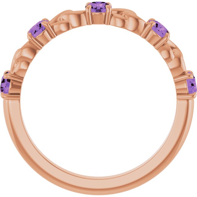 14K Rose  Natural Amethyst Stackable Ring