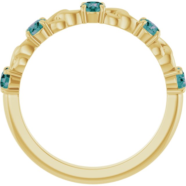 14K Yellow Lab-Grown Alexandrite Stackable Ring