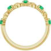 14K Yellow Lab-Grown Emerald Stackable Ring