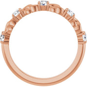 14K Rose Natural White Sapphire Stackable Ring