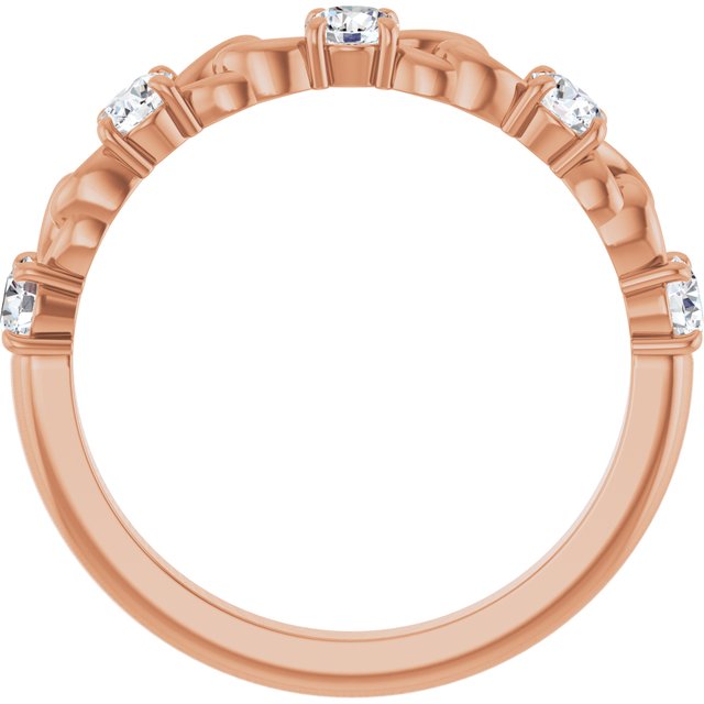 14K Rose Natural White Sapphire Stackable Ring