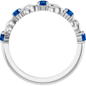 Platinum Natural Blue Sapphire Stackable Ring