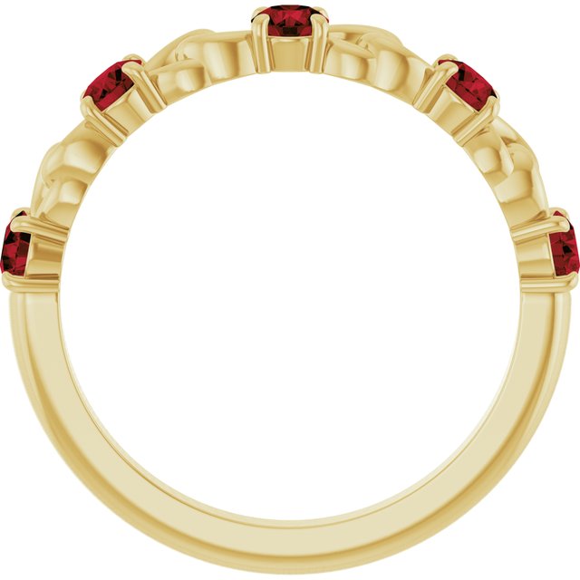 14K Yellow Natural Mozambique Garnet Stackable Ring