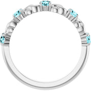 Sterling Silver Natural Blue Zircon Stackable Ring