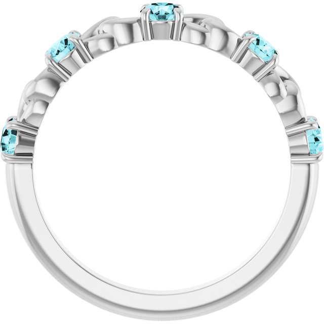 Sterling Silver Natural Blue Zircon Stackable Ring