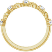 14K Yellow Natural White Sapphire Stackable Ring