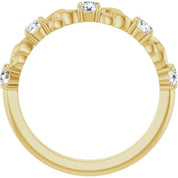 14K Yellow Natural White Sapphire Stackable Ring